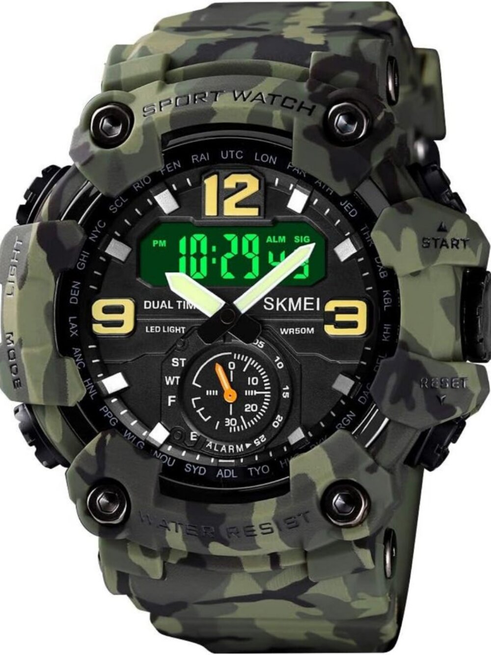 Men's Camouflage Sports Watch - Large Face, Waterproof, Shockproof